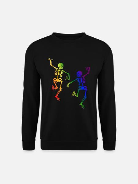 Skeleton Dancing Gay Pride Rainbow - Unisex Pullover - Schwarz