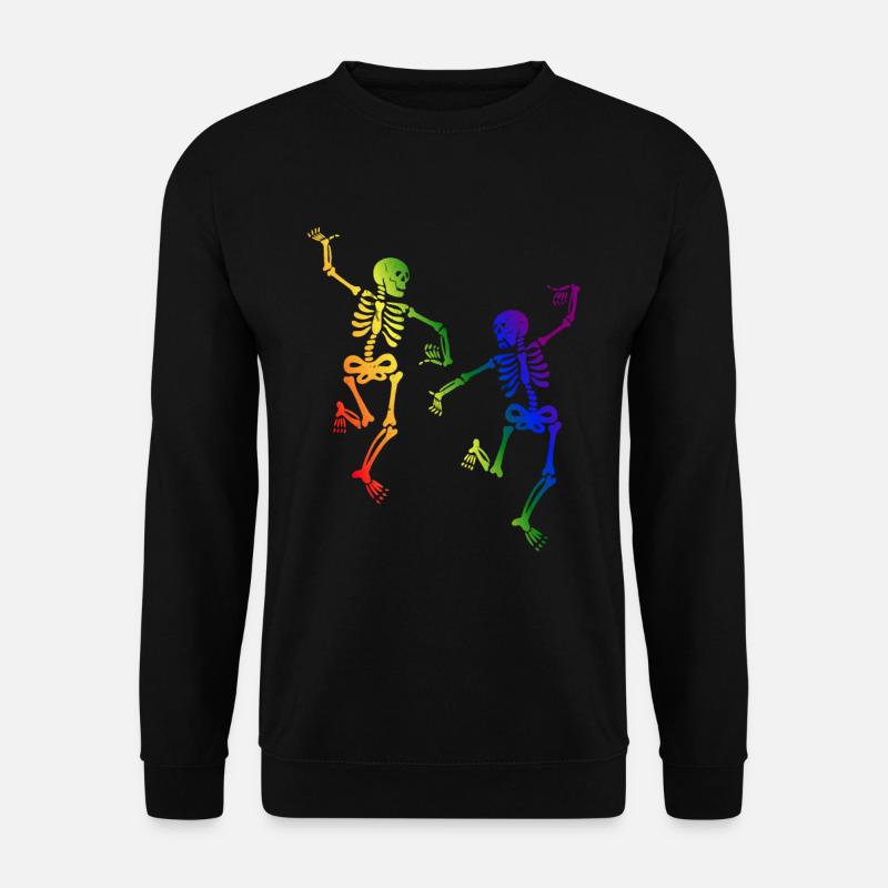Skeleton Dancing Gay Pride Rainbow - Unisex Pullover - Schwarz