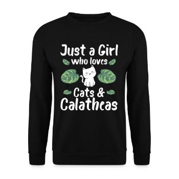 Juste une fille qui aime les chats et les calées - Sweat-shirt Unisexe - noir - Devant - Alina (178cm) & Michal (187cm)
