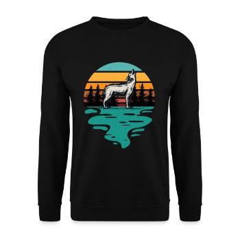 Hiking Wolf Retro Hiker Camping Outdoor - Unisex Sweatshirt - black - Front - Alina (178cm) & Michal (187cm)