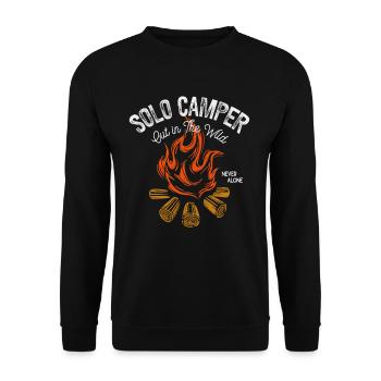 Ich Liebe Camping Solo Camper Lagerfeuer - Unisex Pullover - Schwarz - Vorne - Alina (178cm) & Michal (187cm)