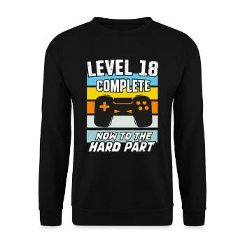Niveau 18 Jeux vidéo d’anniversaire 18ème jour - Sweat-shirt Unisexe - noir - Devant - Alina (178cm) & Michal (187cm)