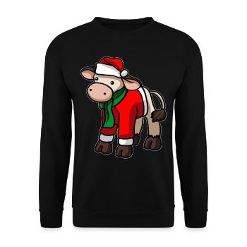 Cow Beef Christmas Hat - Unisex Sweatshirt - black - Front - Alina (178cm) & Michal (187cm)