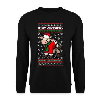 Christmas Cow Merry Christmas - Unisex Sweatshirt - black - Front - Alina (178cm) & Michal (187cm)