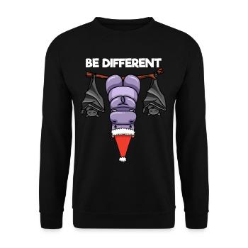 Be Different Nilpferd Fledermaus Weihnachtsmann - Unisex Pullover - Schwarz - Vorne - Alina (178cm) & Michal (187cm)