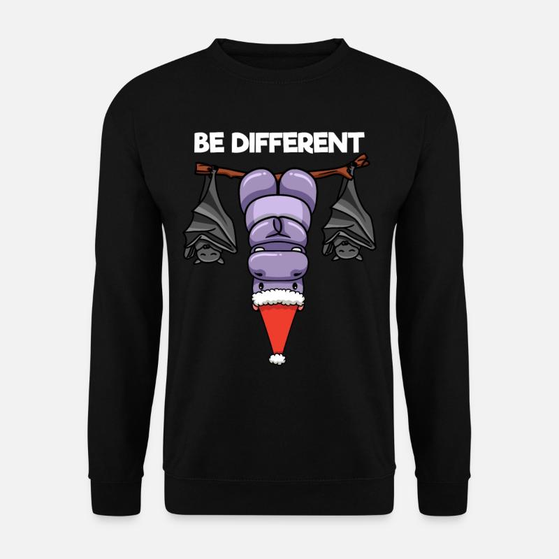 Be Different Nilpferd Fledermaus Weihnachtsmann - Unisex Pullover - Schwarz
