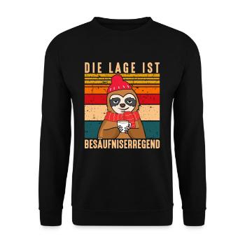 Die Lage Ist Besäufniserregend Faultier Punsch - Unisex Pullover - Schwarz - Vorne - Alina (178cm) & Michal (187cm)