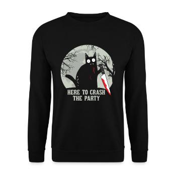 Ici pour écraser le chat d’Halloween - Sweat-shirt Unisexe - noir - Devant - Alina (178cm) & Michal (187cm)