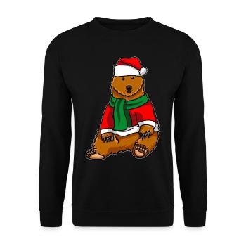 Ours brun en costume de Noël - Sweat-shirt Unisexe - noir - Devant - Alina (178cm) & Michal (187cm)