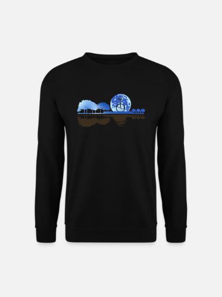 Gitarre Natur Mond Einrad Gitarrist Einradfahrer - Unisex Pullover - Schwarz