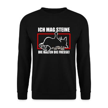 Ich mag Steine die halten die Fresse - Unisex Pullover - Schwarz - Vorne - Alina (178cm) & Michal (187cm)