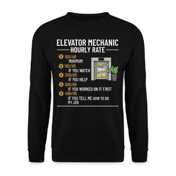 Aufzug Aufzugsanlage Techniker Fahrstuhl Lift - Unisex Pullover - Schwarz - Vorne - Alina (178cm) & Michal (187cm)