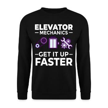 Aufzug Aufzugsanlage Techniker Fahrstuhl Lift - Unisex Pullover - Schwarz - Vorne - Alina (178cm) & Michal (187cm)