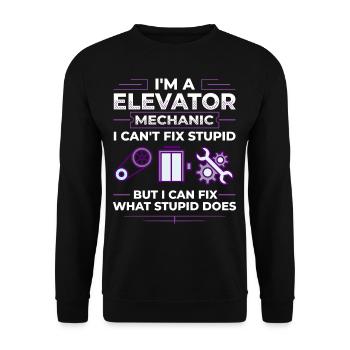 Aufzug Aufzugsanlage Techniker Fahrstuhl Lift - Unisex Pullover - Schwarz - Vorne - Alina (178cm) & Michal (187cm)