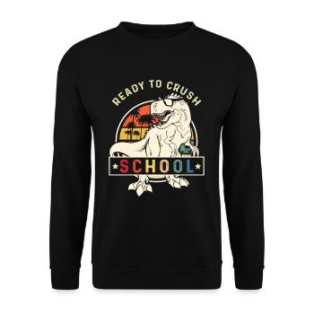 Ready To Crush School Dinosaurs - Unisex Sweatshirt - black - Front - Alina (178cm) & Michal (187cm)