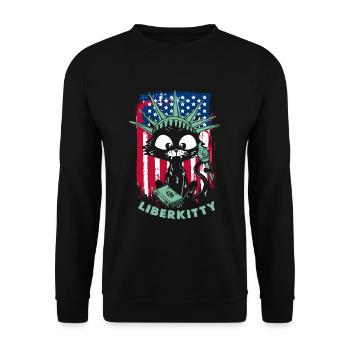 Chat Statue de la Liberté Liberkitty - Sweat-shirt Unisexe - noir - Devant - Alina (178cm) & Michal (187cm)