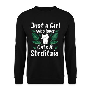 Juste une fille qui aime les chats et Strelizie - Sweat-shirt Unisexe - noir - Devant - Alina (178cm) & Michal (187cm)