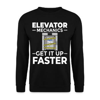 Aufzug Aufzugsanlage Techniker Fahrstuhl Lift - Unisex Pullover - Schwarz - Vorne - Alina (178cm) & Michal (187cm)