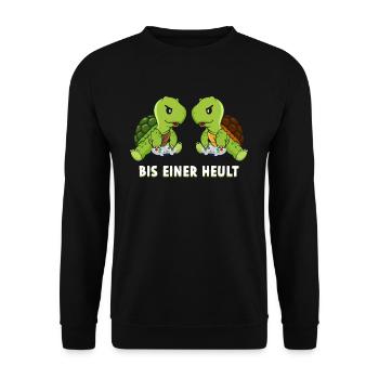 Bis Einer Heult Gamer Schildkröte - Unisex Pullover - Schwarz - Vorne - Alina (178cm) & Michal (187cm)