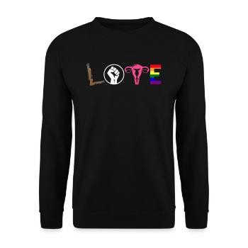 LOVE LGBT Pride Human Rights Uterus - Unisex Sweatshirt - black - Front - Alina (178cm) & Michal (187cm)