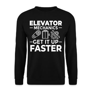 Aufzug Aufzugsanlage Techniker Fahrstuhl Lift - Unisex Pullover - Schwarz - Vorne - Alina (178cm) & Michal (187cm)