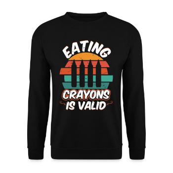 Eating Crayons Is Valid Vintage Distressed - Unisex Sweatshirt - black - Front - Alina (178cm) & Michal (187cm)