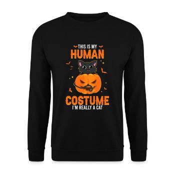 This Is My Human Costume Im Really A Cat - Unisex Pullover - Schwarz - Vorne - Alina (178cm) & Michal (187cm)