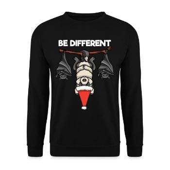 Be Different Wolf Fledermaus Weihnachtsmann - Unisex Pullover - Schwarz - Vorne - Alina (178cm) & Michal (187cm)