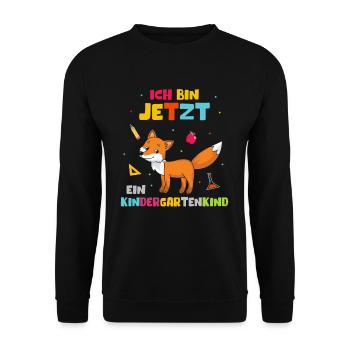 Ich bin jetzt ein Kindergartenkind - Unisex Pullover - Schwarz - Vorne - Alina (178cm) & Michal (187cm)
