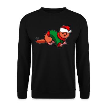 Furet belette en costume de Noël - Sweat-shirt Unisexe - noir - Devant - Alina (178cm) & Michal (187cm)