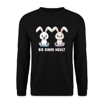 Bis Einer Heult Gamer Hase - Unisex Pullover - Schwarz - Vorne - Alina (178cm) & Michal (187cm)