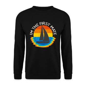 First Maat Sailboat Sailing Sailors Retro Vintage - Unisex Sweatshirt - black - Front - Alina (178cm) & Michal (187cm)