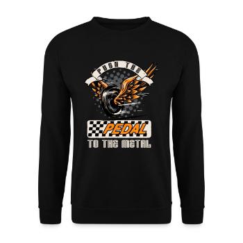 Motorcycle Tire Biker Pedal Saying - Unisex Sweatshirt - black - Front - Alina (178cm) & Michal (187cm)