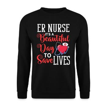 Emergency Department Emergency Nurse First Aid - Unisex Sweatshirt - black - Front - Alina (178cm) & Michal (187cm)