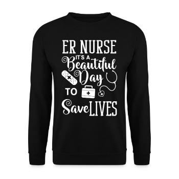 Emergency Department Emergency Nurse First Aid - Unisex Sweatshirt - black - Front - Alina (178cm) & Michal (187cm)
