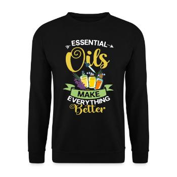 Essential Oil Diffuser Aromatherapy Plants - Unisex Sweatshirt - black - Front - Alina (178cm) & Michal (187cm)