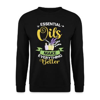 Essential Oil Diffuser Aromatherapy Plants - Unisex Sweatshirt - black - Front - Alina (178cm) & Michal (187cm)
