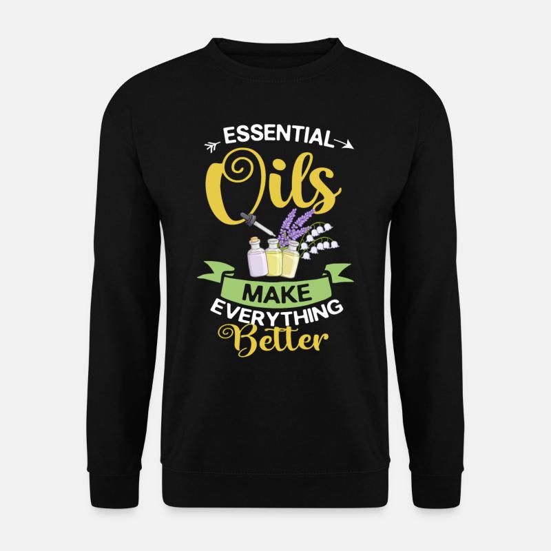 Diffuseur d'Huiles Essentielles Plantes d'Aromathérapie - Sweat-shirt Unisexe - noir