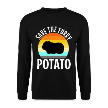 Save The Furry Potato - Unisex Pullover - Schwarz - Vorne - Alina (178cm) & Michal (187cm)