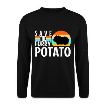 Save The Furry Potato - Unisex Pullover - Schwarz - Vorne - Alina (178cm) & Michal (187cm)