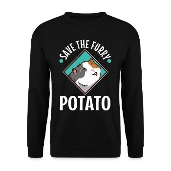 Save The Furry Potato - Unisex Pullover - Schwarz - Vorne - Alina (178cm) & Michal (187cm)