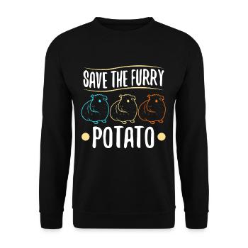 Save The Furry Potato - Unisex Pullover - Schwarz - Vorne - Alina (178cm) & Michal (187cm)