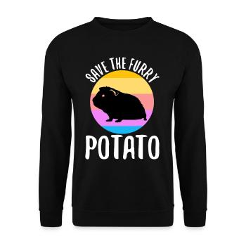 Save The Furry Potato - Unisex Pullover - Schwarz - Vorne - Alina (178cm) & Michal (187cm)