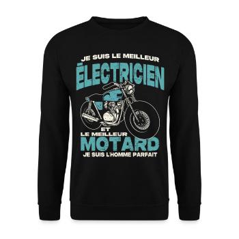 Le meilleur électricien et le meilleur motard - Sweat-shirt Unisexe - noir - Devant - Alina (178cm) & Michal (187cm)