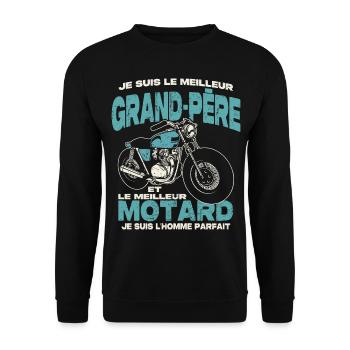 Le meilleur grand-père et le meilleur motard - Sweat-shirt Unisexe - noir - Devant - Alina (178cm) & Michal (187cm)