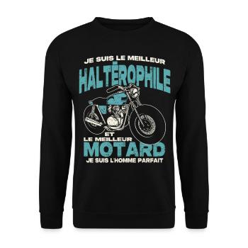 Le meilleur haltèrophile et le meilleur motard - Sweat-shirt Unisexe - noir - Devant - Alina (178cm) & Michal (187cm)