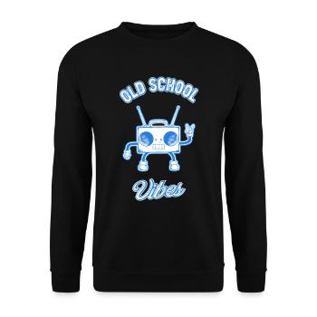 Old School Vibes Retro Beat Box Music Lover - Unisex Pullover - Schwarz - Vorne - Alina (178cm) & Michal (187cm)