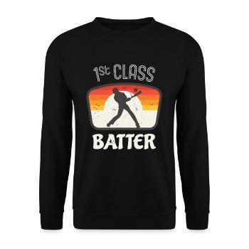Premier frappeur de baseball Joueur de baseball rétro - Sweat-shirt Unisexe - noir - Devant - Alina (178cm) & Michal (187cm)