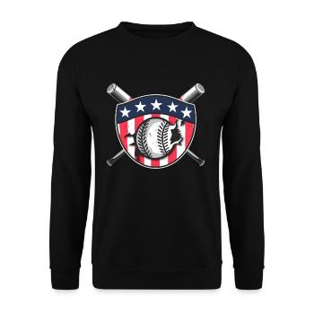 Baseballspieler Badge USA Baseball Team - Unisex Pullover - Schwarz - Vorne - Alina (178cm) & Michal (187cm)