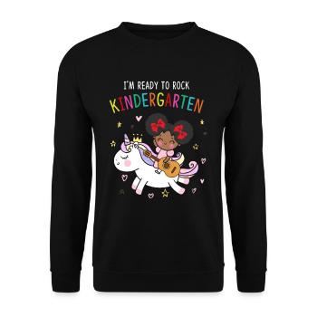 I'm Ready To Rock Kindergarten Unicorn - Unisex Sweatshirt - black - Front - Alina (178cm) & Michal (187cm)
